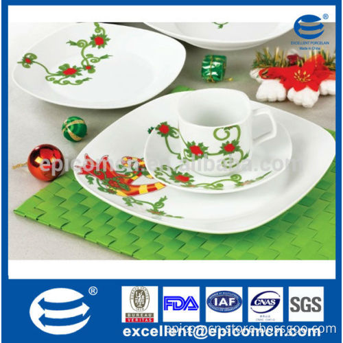 Christmas series luster lofty 16pcs china ceramic dinnerware with tea set